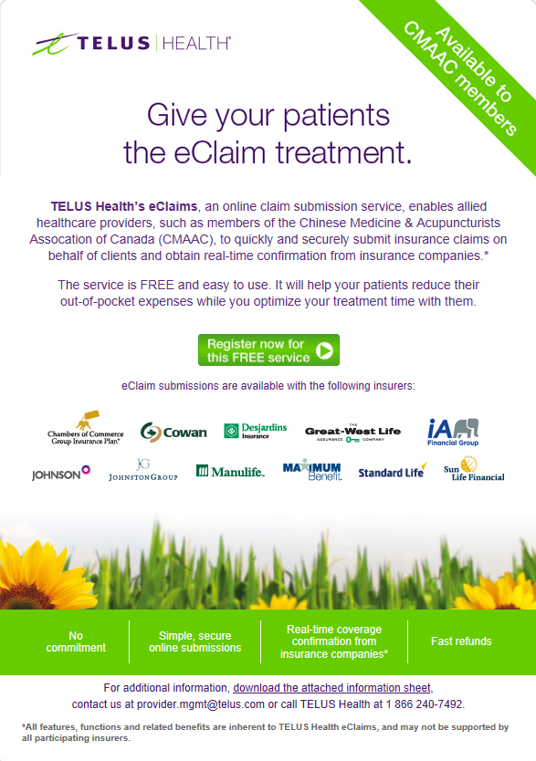 (New) Telus Health’s eClaims for CMAAC members C.M.A.A.C